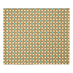 Funky 1970s Metaball Graphic Circle Barbell Orange Duvet Cover