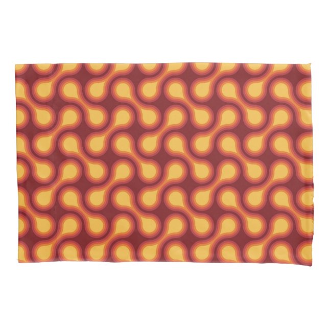 Funky 1970s Metaball Graphic Circle Barbell Reds Pillow Case (Front-Left)