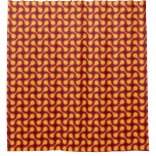 Funky 1970s Metaball Graphic Circle Barbell Reds Shower Curtain