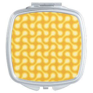Funky 1970s Metaball Graphic Circle Barbell Yellow Compact Mirror