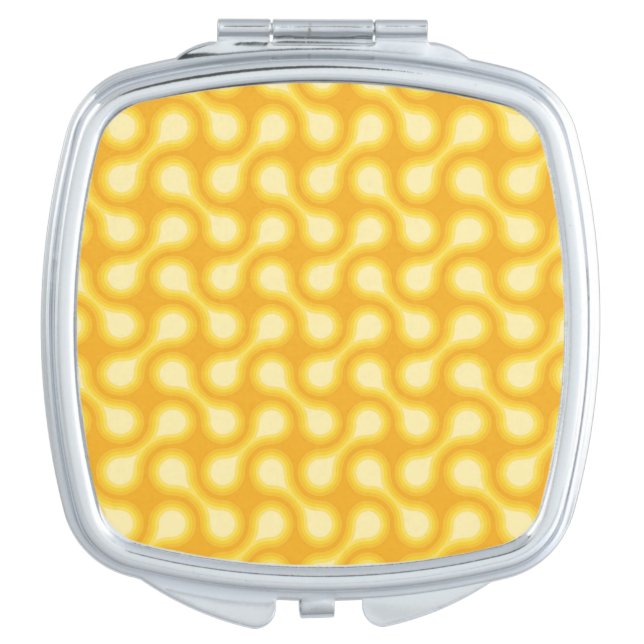 Funky 1970s Metaball Graphic Circle Barbell Yellow Compact Mirror (Front)