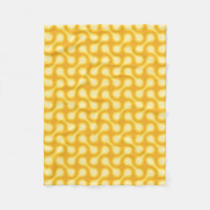 Funky 1970s Metaball Graphic Circle Barbell Yellow Fleece Blanket