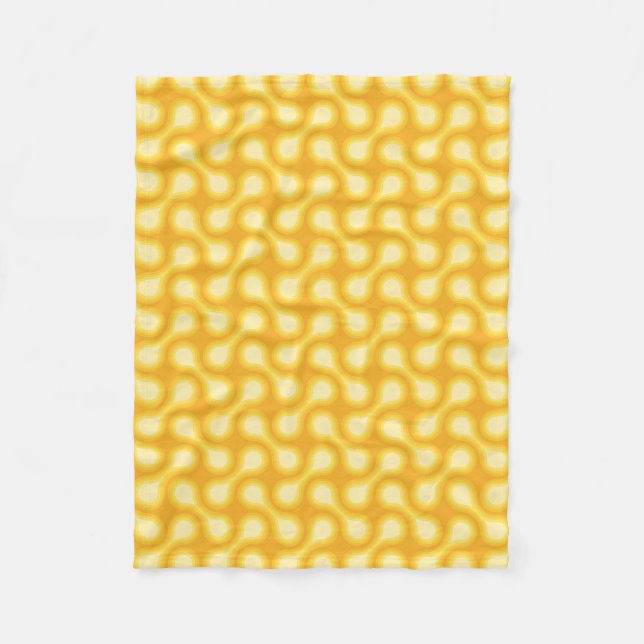 Funky 1970s Metaball Graphic Circle Barbell Yellow Fleece Blanket (Front)