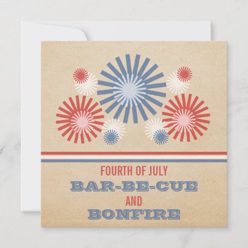 Funky 4th of July Fireworks and Stripes Invite