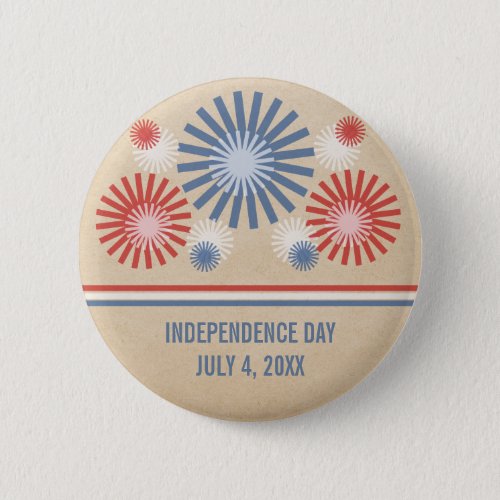 Funky 4th of July Fireworks  Stripes Button