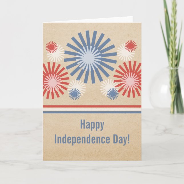Funky 4th of July Fireworks & Stripes Card (Front)