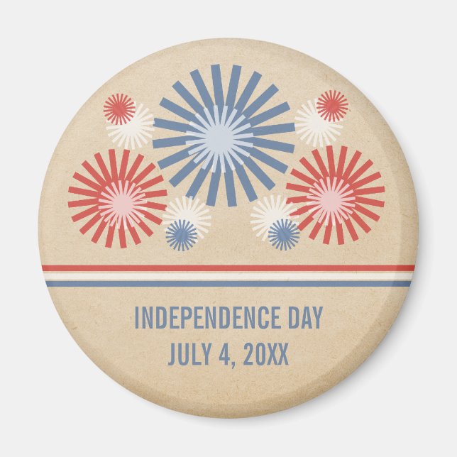 Funky 4th of July Fireworks & Stripes Magnet (Front)