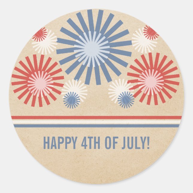 Funky 4th of July Fireworks & Stripes Stickers (Front)