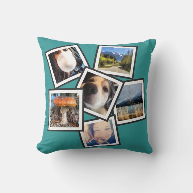 Funky 6 Instagram Photo Collage Throw Pillow (Front)
