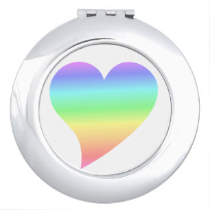 Funky 70s Bright Retro Heart Pastel Rainbow Love Vanity Mirror