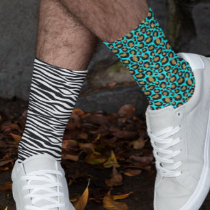 Funky 80s Leopard Zebra Pattern Socks
