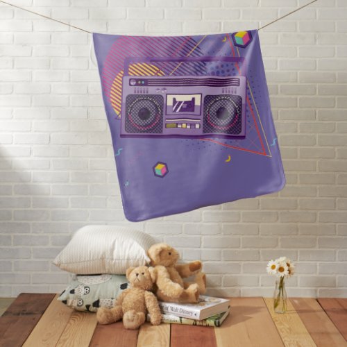 Funky 80s portable radio cassette player boombox baby blanket