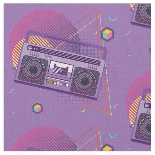 Funky 80s portable radio cassette player boombox fabric
