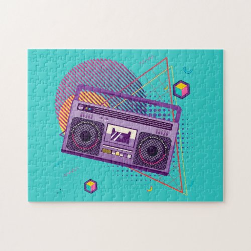 Funky 80s portable radio cassette player boombox jigsaw puzzle