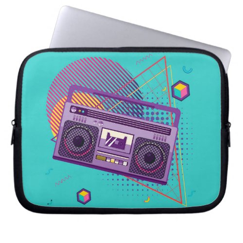 Funky 80s portable radio cassette player boombox laptop sleeve