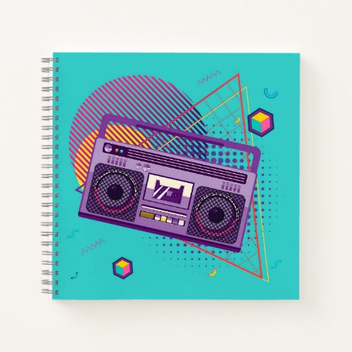Funky 80s portable radio cassette player boombox notebook