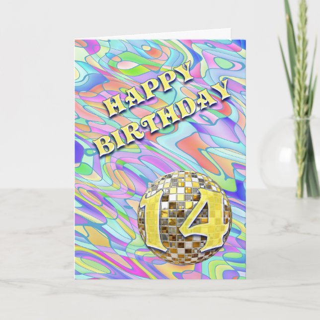 Funky abstract 14 birthday card (Front)