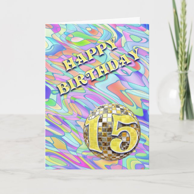 Funky abstract 15 birthday card (Front)