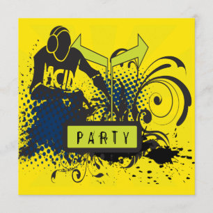 Funky Abstract Acid House DJ Party Invitation