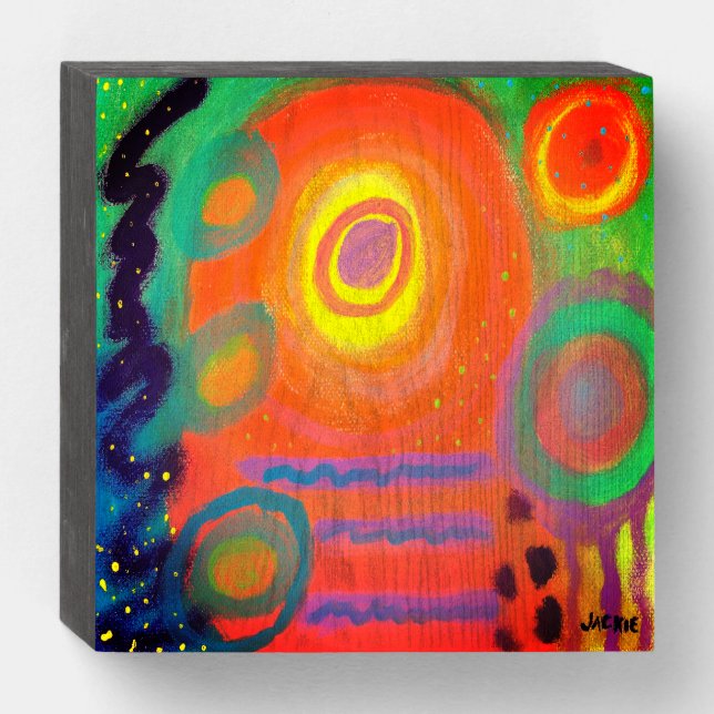 Funky Abstract Acrylic Painting Wooden Box Sign (Front Horizontal)
