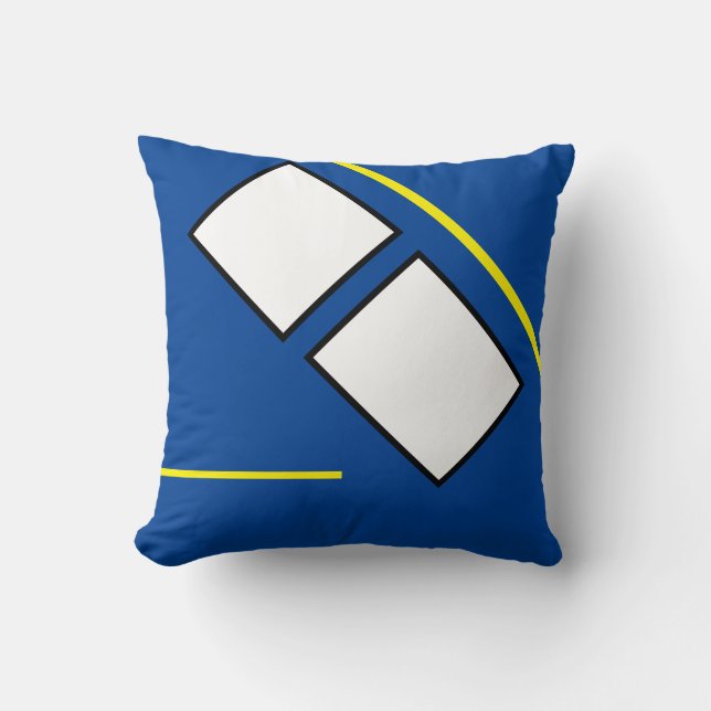 Funky Abstract Art Blue Yellow White Black Throw Pillow (Front)