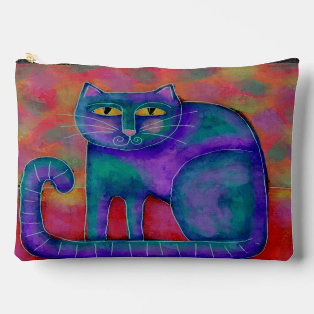 Funky Abstract Art Cat Accessory Pouch (Front)