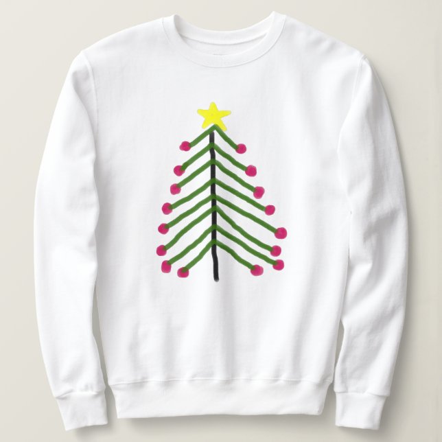 Funky Abstract Art Christmas Tree Sweatshirt (Design Front)