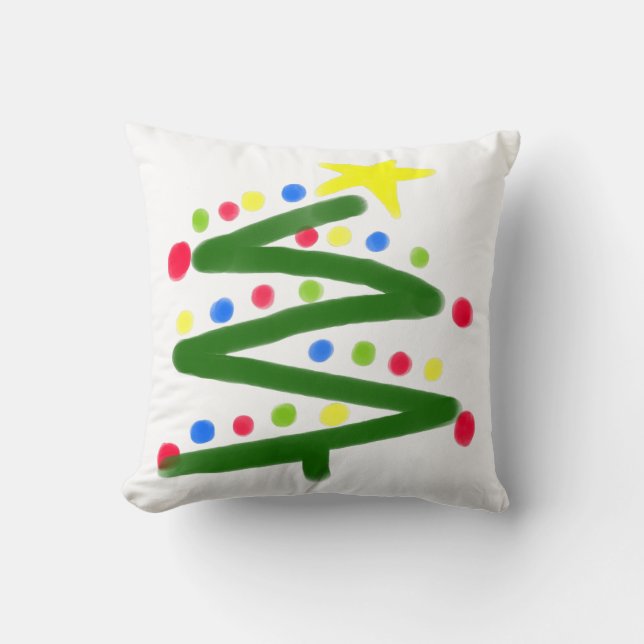 Funky Abstract Art Christmas Tree Throw Pillow (Front)