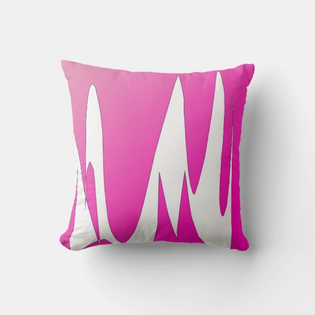 Funky Abstract Art Coral White Throw Pillow (Front)