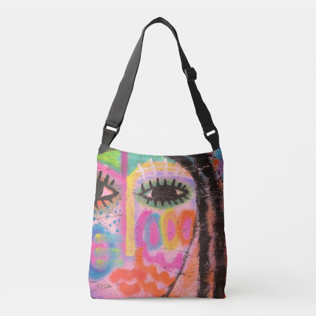 Funky Abstract Art Crossbody Bag (Front)