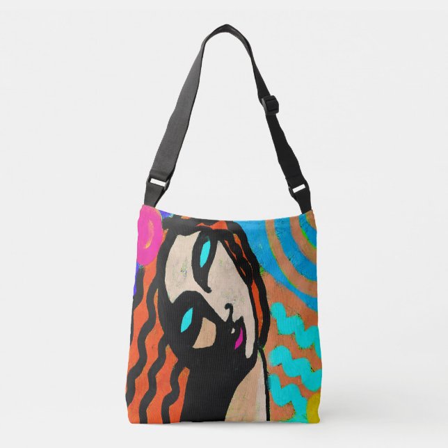 Funky Abstract Art Crossbody  Bag (Front)