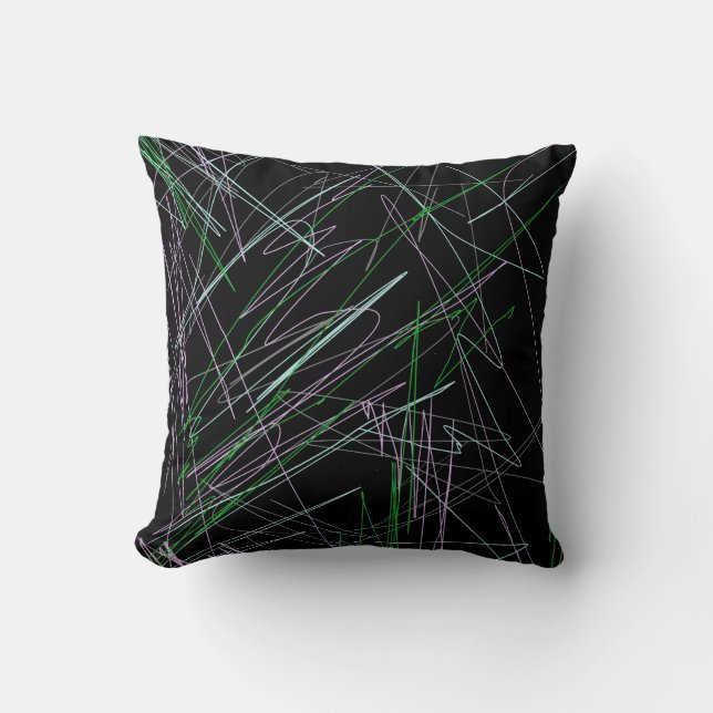 Funky Abstract Art Drawing Throw Pillow Cushion (Front)