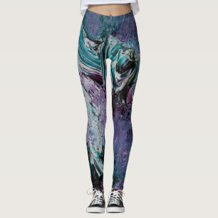 Funky Abstract Art Leggings - Purple & Green