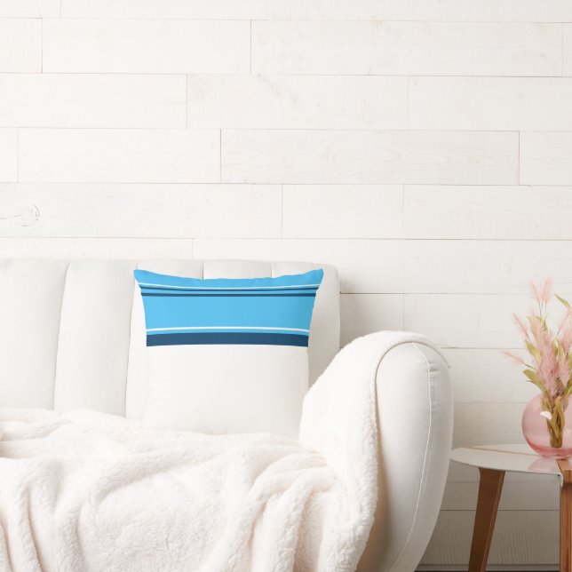 Funky Abstract Art Light Dark Blue White Throw Pillow (Couch)