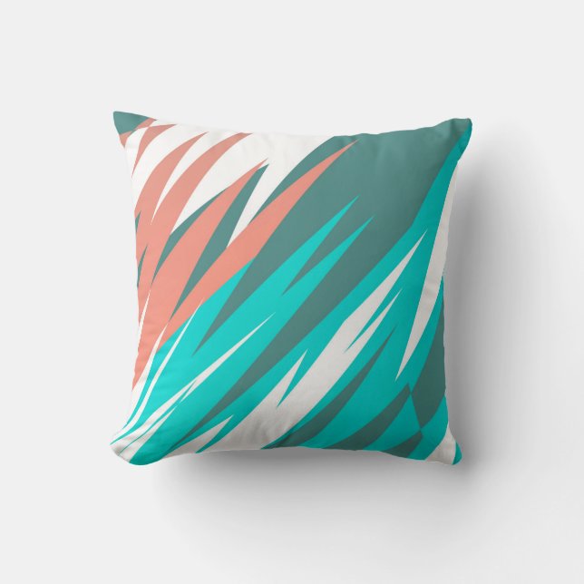 Funky Abstract Art Pastel Turquoise White Throw Pillow (Front)