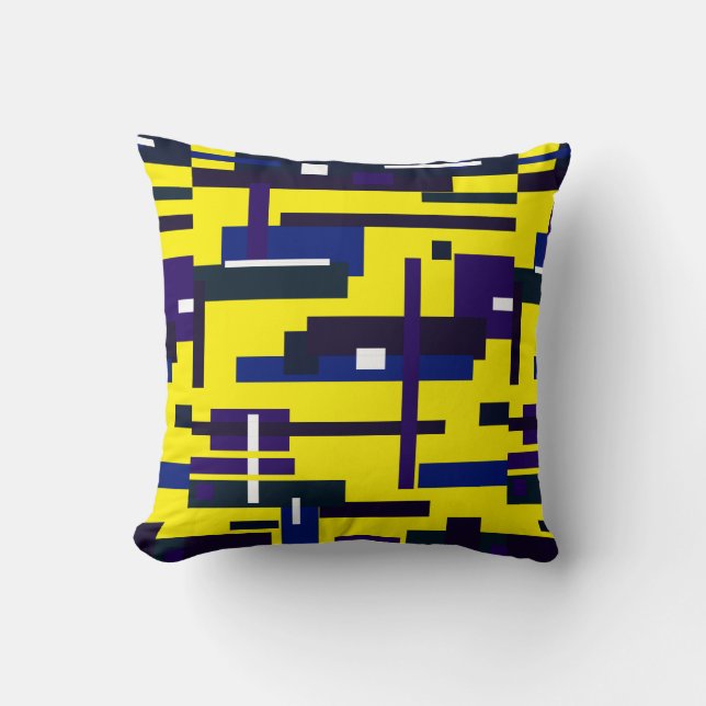 Funky Abstract Art Shades of Blue Pillow Cushion (Front)