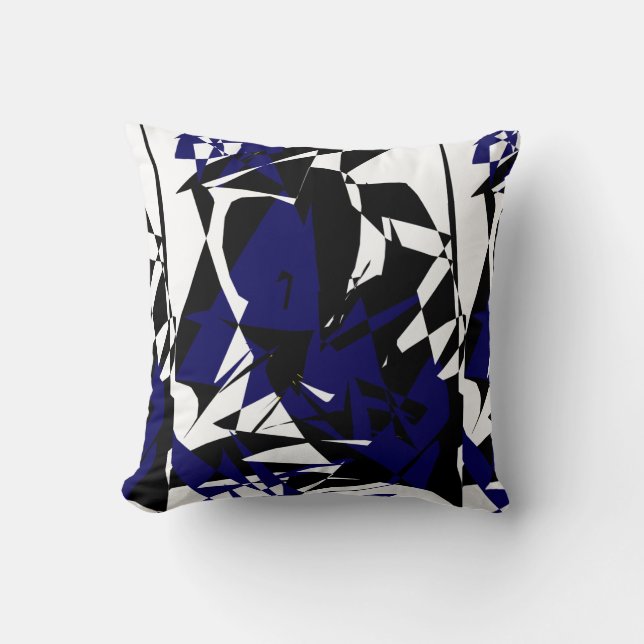 Funky Abstract Art Shades of Blue Pillow Cushion (Front)