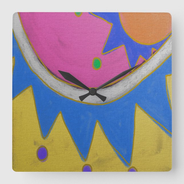 Funky Abstract Art Square Wall Clock (Front)