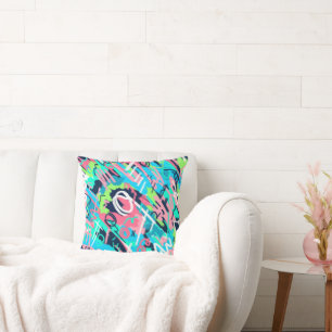Funky Abstract Art Throw Pillow