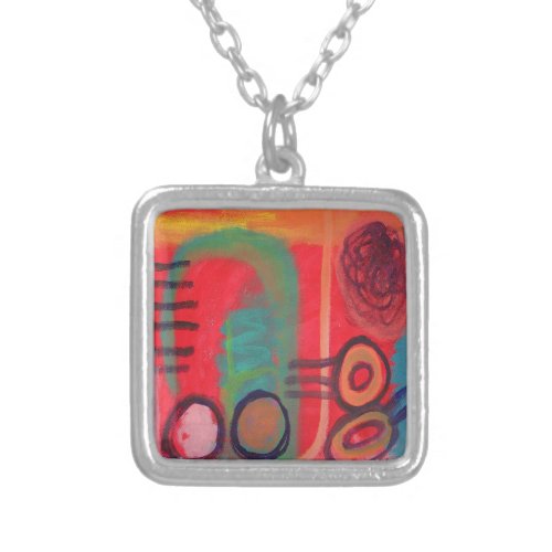 Funky Abstract Art to Wera Silver Plated Necklace