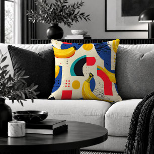 Funky Abstract Banana Design Throw Pillow Art