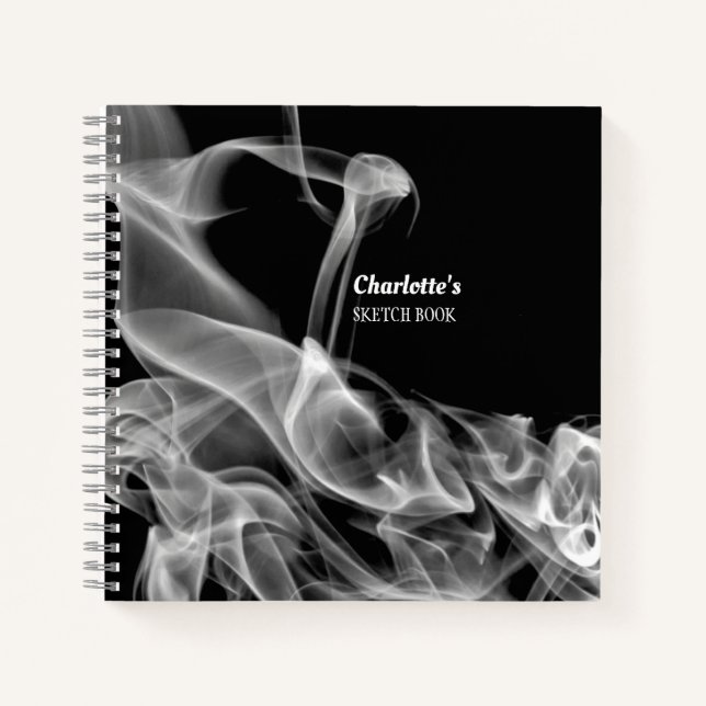 Funky Abstract Black White Smoke Flumes Notebook (Front)