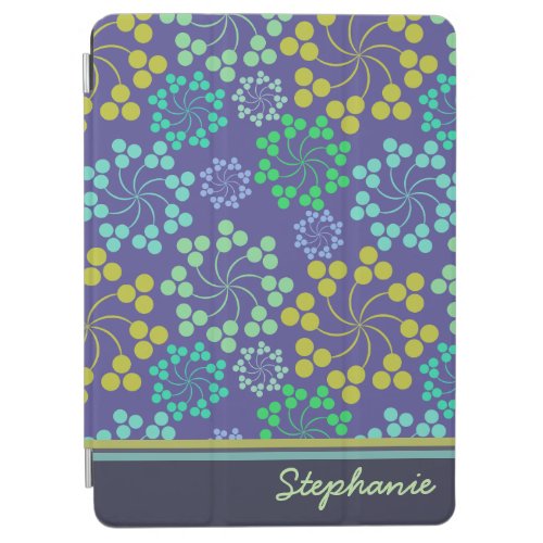 Funky Abstract Blue Floral Pattern Personalised iPad Air Cover