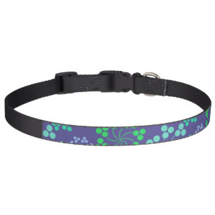 Funky Abstract Blue Floral Pattern Pet Collar