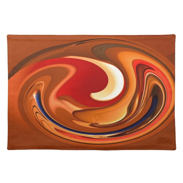 Funky Abstract Burnt Orange and Red Design Cloth Placemat (Front)