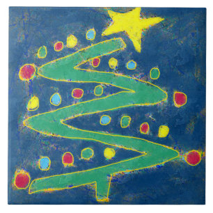 Funky Abstract Christmas Tree Ceramic Tile
