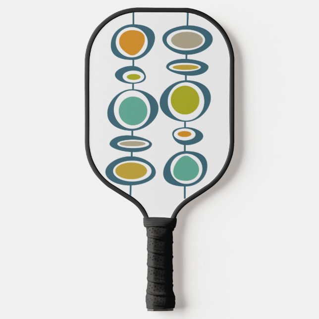 Funky Abstract Circles Mid Century Modern Retro Pickleball Paddle (Front)