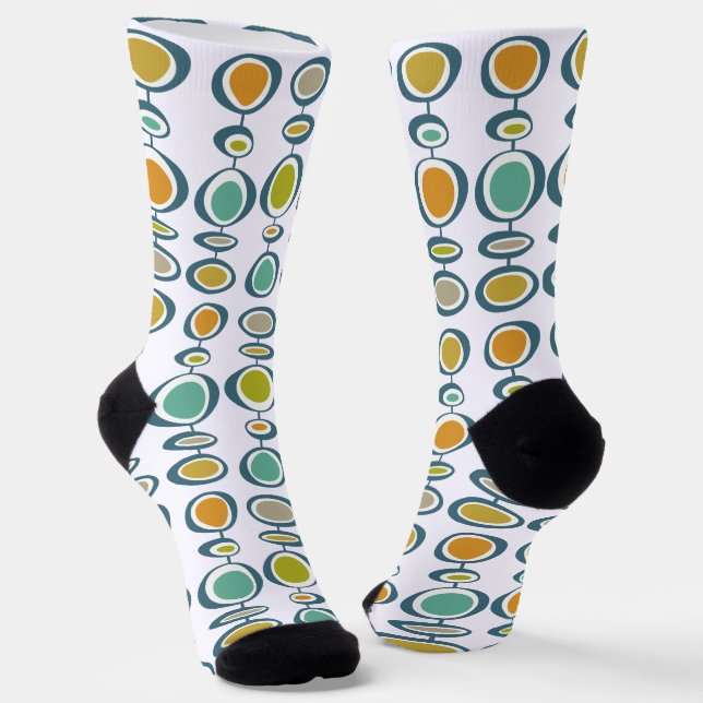 Funky Abstract Circles Mid-Century Retro Socks (Angled)