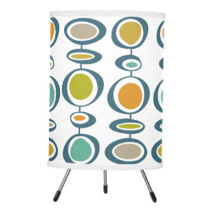 Funky Abstract Circles Pattern Mid Century Modern Tripod Lamp