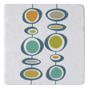 Funky Abstract Circles Retro Mid Century Modern Trivet